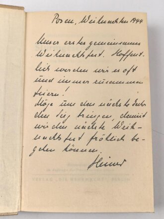 "Sturmgeschütze vor! Ein Buch der Sturmartillerie" mit Widmung von Weihnachten 1944, DIN A5 gebraucht