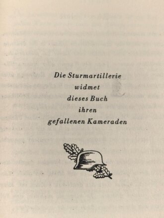 "Sturmgeschütze vor! Ein Buch der Sturmartillerie" mit Widmung von Weihnachten 1944, DIN A5 gebraucht