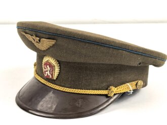 Tschechoslowakei, Schirmmütze für Angehörige der Luftwaffe aus des Zeit des kalten Krieg, guter Zustand, Kopfgrösse 55