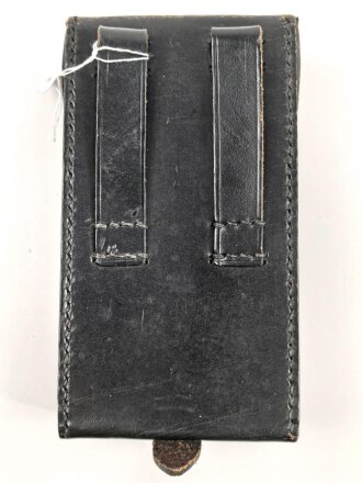 Koppeltasche aus schwarzem Leder, Maße 8,5 x 4 x16cm