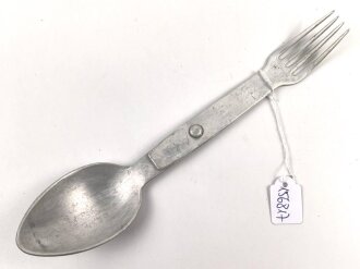 Gabel / Löffel Kombination Wehrmacht aus Aluminium. Gereinigtes Stück, datiert 1940