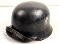Feuerwehr III.Reich, Stahlhelm Originallack. Ungereinigtes Stück, die Embleme entfernt