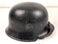 Feuerwehr III.Reich, Stahlhelm Originallack. Ungereinigtes Stück, die Embleme entfernt