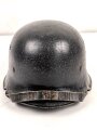 Feuerwehr III.Reich, Stahlhelm Originallack. Ungereinigtes Stück, die Embleme entfernt