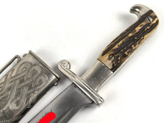 Reichsarbeitsdienst, Hauer für Mannschaften und Unterführer. Hersteller Julius Krebs Solingen. Überarbeitetes Stück, die Schrauben an der Scheide neuzeitlich ergänzt