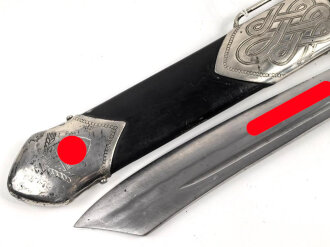 Reichsarbeitsdienst, Hauer für Mannschaften und Unterführer. Hersteller Julius Krebs Solingen. Überarbeitetes Stück, die Schrauben an der Scheide neuzeitlich ergänzt