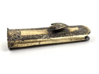 Oberer Scheidenbeschlag für eine Blankwaffe. Höhe 88,3mm, Breite oben,   innen gemessen etwa 19mm