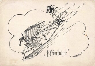 Künstleransichskarte "Affenfahrt"