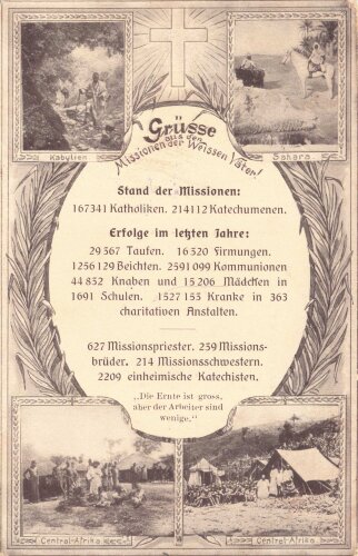 1. Weltkrieg, Ansichtskarte "Grüße aus den Missionen der Weissen Väter!"