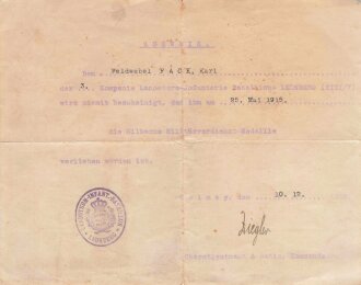 1. Weltkrieg Württemberg, Konvolut Ausweise und Verleihungsurkunden eines Angehörigen im Infanterie Regiment 124.