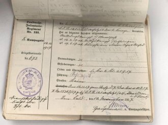 1. Weltkrieg Württemberg, Konvolut Ausweise und Verleihungsurkunden eines Angehörigen im Infanterie Regiment 124.