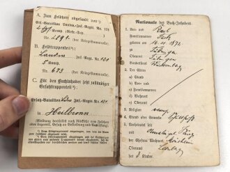 1. Weltkrieg Württemberg, Konvolut Ausweise und Verleihungsurkunden eines Angehörigen im Infanterie Regiment 124.