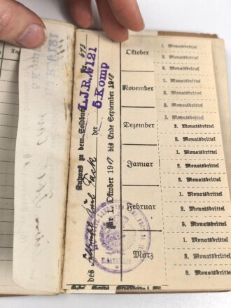 1. Weltkrieg Württemberg, Konvolut Ausweise und Verleihungsurkunden eines Angehörigen im Infanterie Regiment 124.