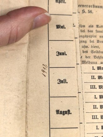 Preußen, Militärpaß und Soldbuch eines Angehörigen im Infanterie Regiment 64. Während des Krieges Feld Artillerie Regiment 54