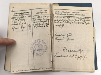 Preußen, Militärpaß und Soldbuch eines Angehörigen im Infanterie Regiment 64. Während des Krieges Feld Artillerie Regiment 54