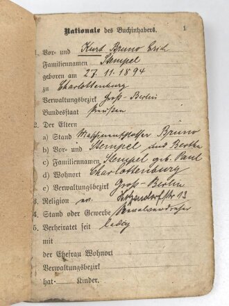 Preußen, Militärpaß und Soldbuch eines Angehörigen im Infanterie Regiment 64. Während des Krieges Feld Artillerie Regiment 54