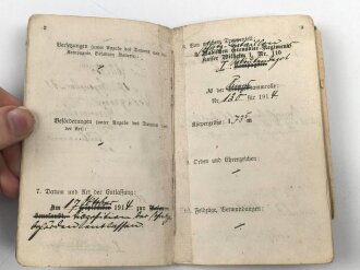 Baden, Militärpaß eines Angehörigen im Grenadier Regiment 110. UK Stellung für BASF Ludwigshafen,