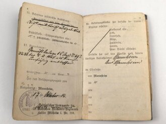 Baden, Militärpaß eines Angehörigen im Grenadier Regiment 110. UK Stellung für BASF Ludwigshafen,