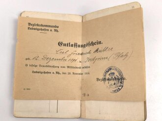 Baden, Militärpaß eines Angehörigen im Grenadier Regiment 110. UK Stellung für BASF Ludwigshafen,