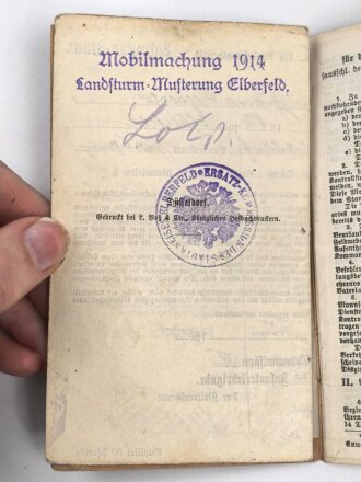Preussen, Militärpaß , Zweitschrift, Landsturmschein und Fühungszeugnis eines Angehörigen im Pionier Btl. Nr. 7. Im 1. Weltkrieg Einsatz in Dünaburg