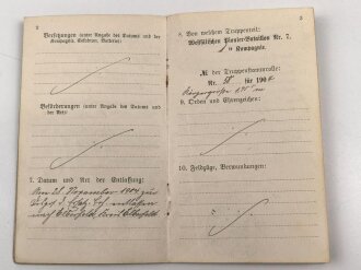 Preussen, Militärpaß , Zweitschrift, Landsturmschein und Fühungszeugnis eines Angehörigen im Pionier Btl. Nr. 7. Im 1. Weltkrieg Einsatz in Dünaburg