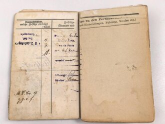 1. Weltkrieg, Militärpaß eines Angehörigen im Infanterie Regiment 12, Frankreichfeldzug