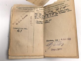 1. Weltkrieg, Militärpaß eines Angehörigen im Infanterie Regiment 12, Frankreichfeldzug