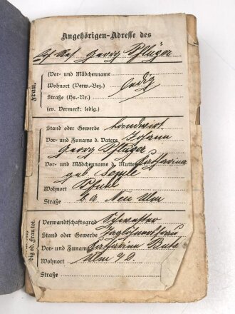 1. Weltkrieg, Militärpaß eines...