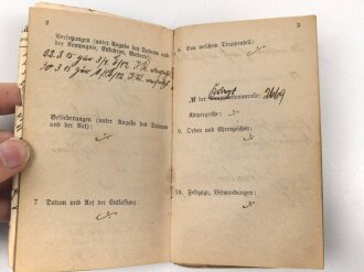 1. Weltkrieg, Militärpaß eines Angehörigen im Infanterie Regiment 12, Frankreichfeldzug