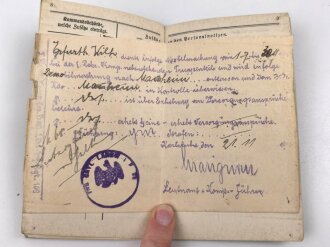 Baden, Militärpaß eines Angehörigen im Landwehr Infanterie Regiment 109, Diensteintritt am 1.7.1918