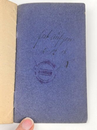 Baden, Militärpaß eines Angehörigen im Landwehr Infanterie Regiment 109, Diensteintritt am 1.7.1918
