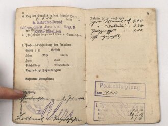 Preussen, Soldbuch eines Angehörigen des Fuss Artillerie Regiment 9