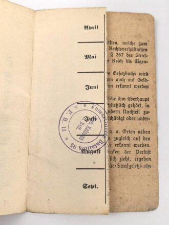 Preussen, Soldbuch eines Angehörigen des Fuss Artillerie Regiment 9