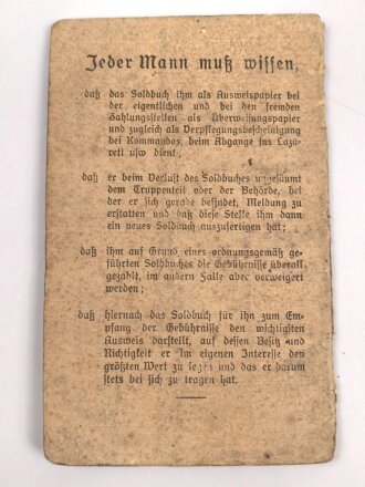Preussen, Soldbuch eines Angehörigen des Fuss Artillerie Regiment 9