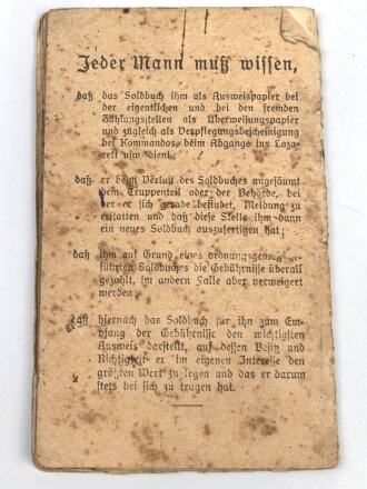 Hessen, Soldbuch eines Angehörigen im Res. Inf. Rgt. 116