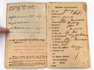 Hessen, Soldbuch eines Angehörigen im Res. Inf. Rgt. 116