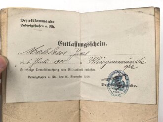 Bayern, Militärpaß eines Angehörigen im 2. bayr. Fußartillerie Regiment.