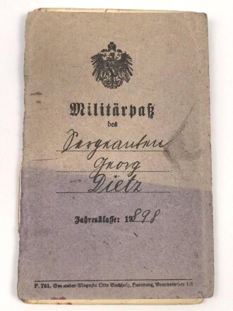 Preussen, Militärpaß . Viele Einträge,...