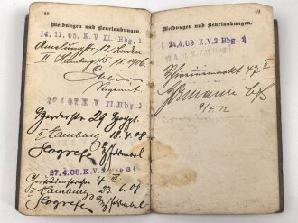 Preussen, Militärpaß . Viele Einträge, 1914 Mobilmachung beim Bekleidungsamt Altona Bahrenfeld