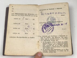 Preussen, Militärpaß . Viele Einträge, 1914 Mobilmachung beim Bekleidungsamt Altona Bahrenfeld