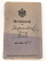Preussen, Militärpaß . Viele Einträge, 1914 Mobilmachung beim Bekleidungsamt Altona Bahrenfeld