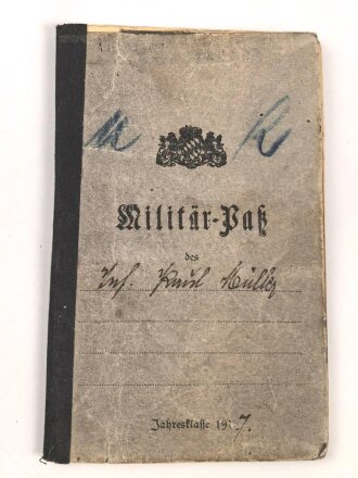 Bayern, Militärpaß eines Angehörigen im 19. Infanterie Regiment. Frankreichfeldzug, Eisernes Kreuz 2. Klasse
