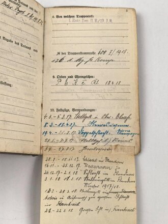 Bayern, Militärpaß eines Angehörigen im 19. Infanterie Regiment. Frankreichfeldzug, Eisernes Kreuz 2. Klasse