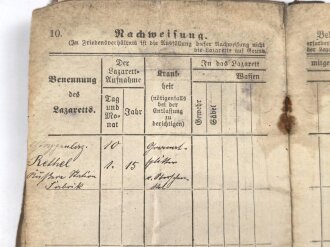 Preußen,  Soldbuch eines Infanteristen. Stark getragen mit Gasschutz Merkblatt. Dazu das Besitzzeugnis für das Eiserne Kreuz 2. Klasse für Tapferkeit vor dem Feinde,