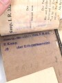 Preußen,  Soldbuch eines Infanteristen. Stark getragen mit Gasschutz Merkblatt. Dazu das Besitzzeugnis für das Eiserne Kreuz 2. Klasse für Tapferkeit vor dem Feinde,