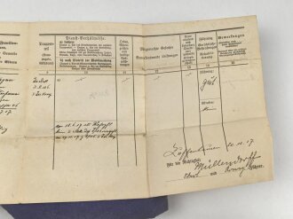 Württemberg, Militärpaß eines Angehörigen im Infanterie Regiment 126.