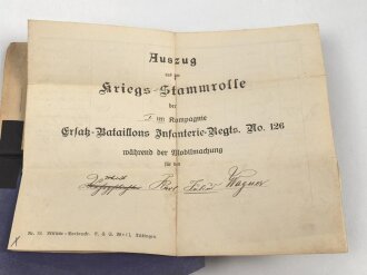 Württemberg, Militärpaß eines Angehörigen im Infanterie Regiment 126.