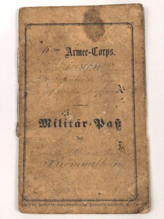 Hessen, Militärpaß eines Feldzugteilnehmers 1870/71.