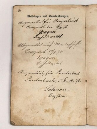 Hessen, Militärpaß eines Feldzugteilnehmers 1870/71.