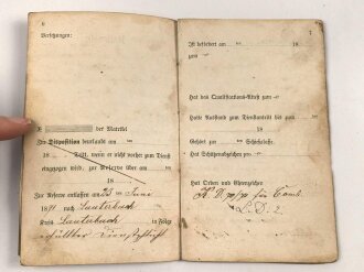 Hessen, Militärpaß eines Feldzugteilnehmers 1870/71.